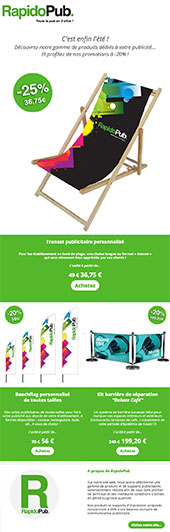 Exemple de campagne de mailing professionnel pour RapidoPub...